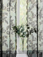 Cortina De Encaje Bordado Negro Con Patrón De Rosas 1 Panel Transparente Para Decoración Del Hogar Cortina Transparente De Poliéster Ligera Para Ventanas - details 1