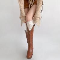 Medias Largas De Veludo Con Encaje Blanco Y Cinta Para Mujer Estilo Lolita Calf Socks Lindas Y Dulces Medias De Pierna Media - details 22