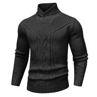 Suéter De Punto Para Hombre Invierno Cuello En V Casual Con Botones Color Sólido Ternura De Lana Suave Estilo Clásico Pullover De Ochenta Y Seis Piezas - details 7