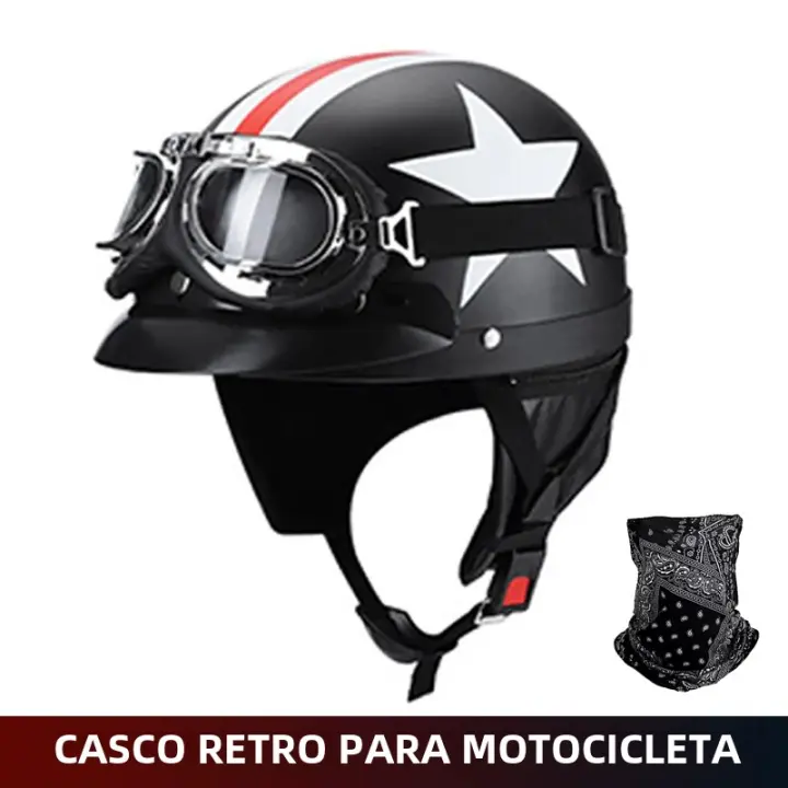 Casco De Motocicleta Retro Mitad Cabeza Abs Material Peso 900g Estilo Americano Para Mujer Pedal Flotante Verano - 1