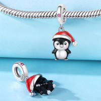 Encantador Colgante De Pingüino Navideño En Plata De Ley 925 Para Pulseras De Bangle Joyería Para Mujer Accesorio DIY Para Fiestas - details 3