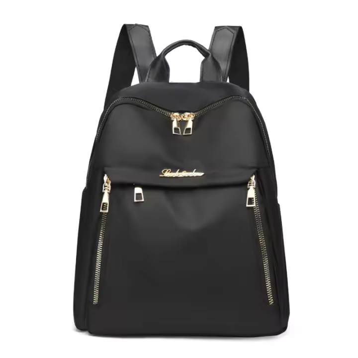 Mochila Grande De PU Negra Para Mujer Bolsa De Viaje Estilo Harajuku Estudiante Mochila Unisex De Alta Calle Mostrador Material Oxford Con Cierre De Cremallera - 1