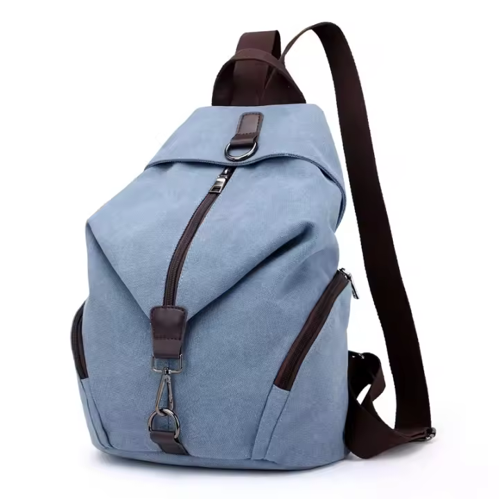 Mochila De Lona Fashion Para Mujer Gran Capacidad Mochila Casual Multifuncional Para Adolescentes Verano 2024 Color Sólido - 1