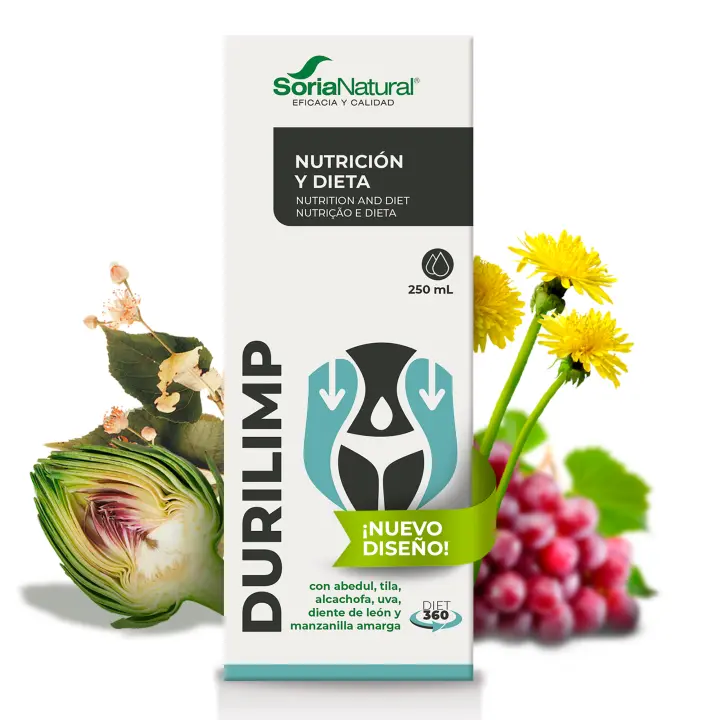 Durilimp Soria Natural - Limpieza Interna - Promueve Salud Digestiva - Detox Natural - Diente de León - Alcachofa - Manzanilla Amarga - Abedul - Equilibrio Digestivo - 250ml - 1
