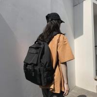 Mochila Estudiantil Negra De Gran Capacidad Estilo Harajuku Casual Para Hombres Y Mujeres Mochila Unisex De Calle Alta Ruta Bolsa De Viaje - details 1