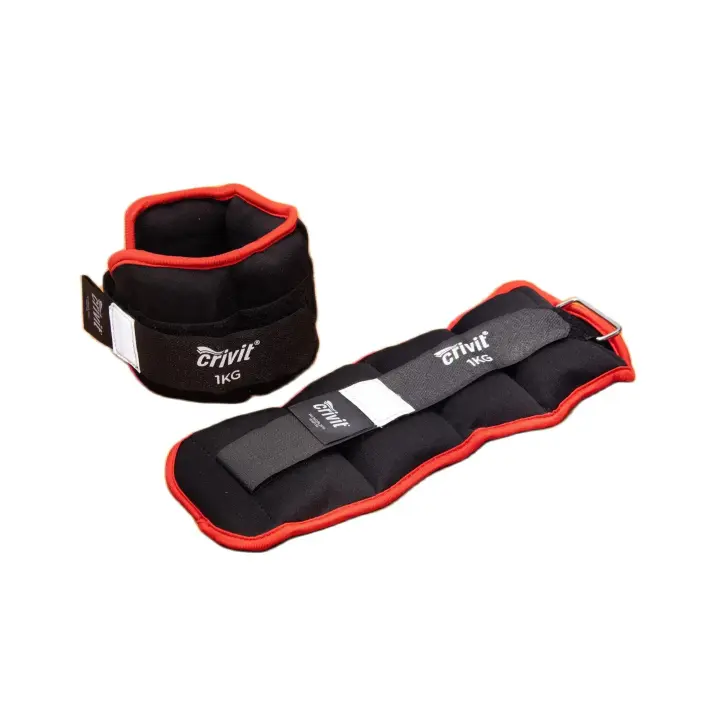 Correas Ajustables para Tobillo y Brazos - Pesas para Caminar y Correr - 2kg Negro y Rojo - Pack de 2 - 1