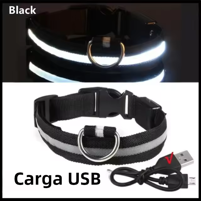 Collar LED Para Perros Ajustable Y Recargable Collar Nocturno Anti-Pérdida Para Pequeños Perros Productos De Mascotas - 1