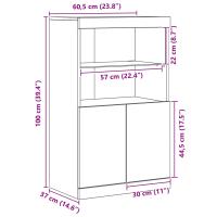 aparador vidaXL con luces LED roble negro 60x37x100 cm - details 7