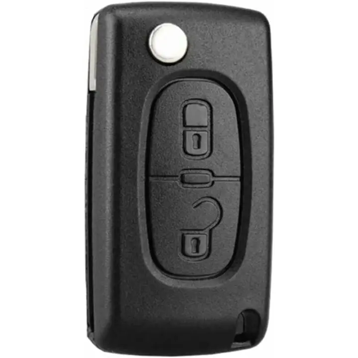 Caja de Llave de 2 botones compatible CE0523 Llave plegable para Peugeot 207 307 308 407 408 3008 5008 Citroen C2 C3 C4 C5 C6 C8 (2 botones, CE0523) - 1