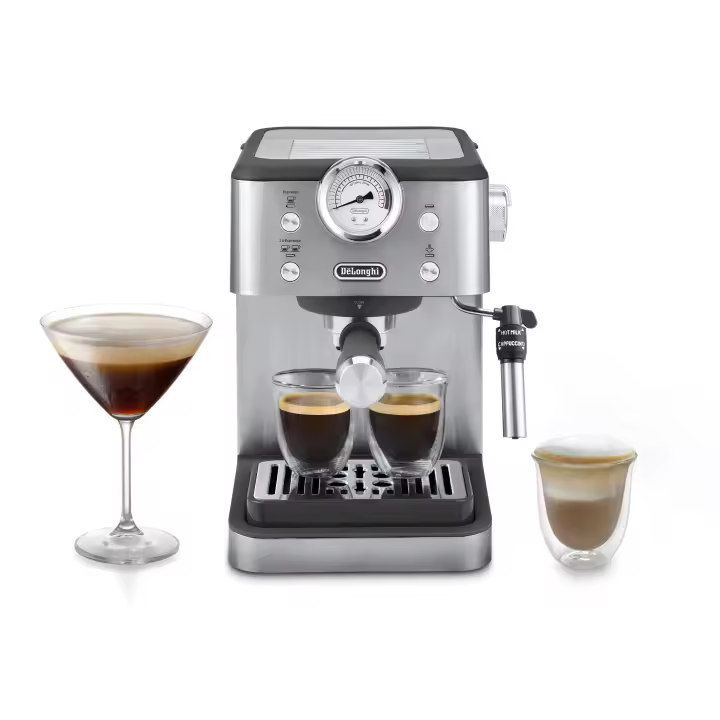 De'Longhi - Cafetera Espresso Linea Classic. Thermoblock, Espresso individual y doble personalizables, Cappuccinatore ajustable, Manómetro, Bandeja recogegotas de doble altura, Completamente metálica. - 1