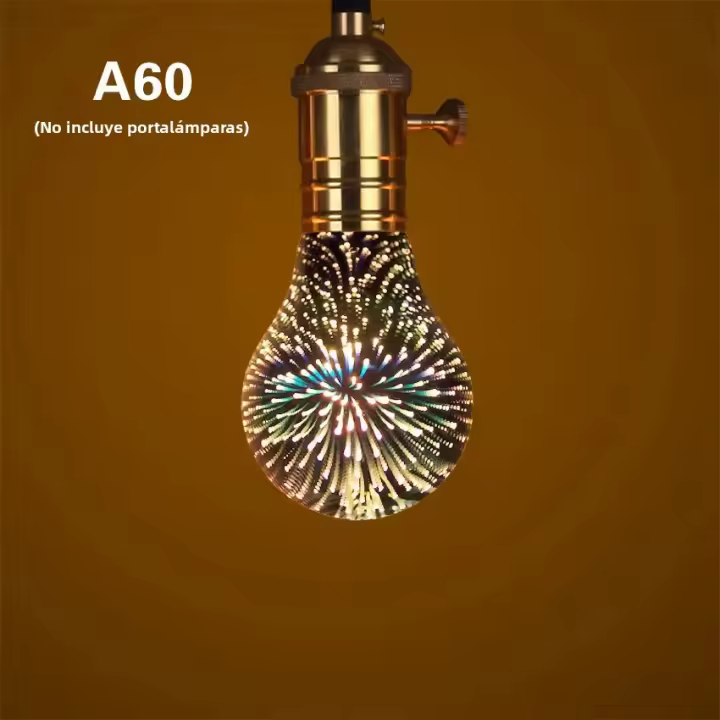 Lámpara De Noche LED E27 Estrella De Fuegos Artificiales Vintage Decoración De Mesa 3D Luz Colorida Efecto De Fuegos Para Fiestas Y Vacaciones - 1