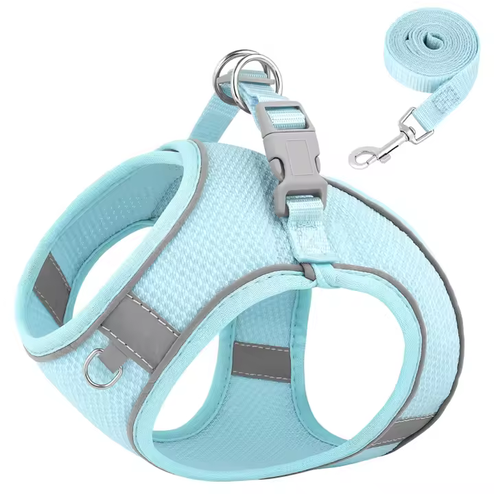Harnés De Nylon Para Perros Y Gatos Pequeños Y Medianos Conjunto De Correa Reflector Y Harnés De Malla Para Verano Ajustable Para Chihuahua - 1