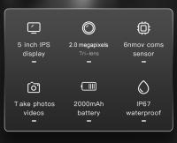 Cámara De Endoscopia Industrial KERUI Dual & Triple Lente Con Pantalla LCD De 5'' Inspección Mini Cámara 1080P Digital Impermeable Para Automóvil - details 1