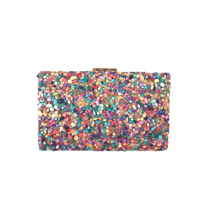 Monederos y bolsos para las mujeres multicolor geométrica embryue banquete Noche crossbody handba - 1
