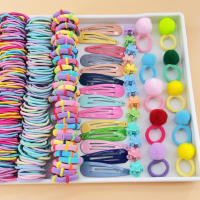Accesorios Para El Cabello Para Niñas Set De Banda Elástica Para Moño Y Clip De Borde Variety Hair Bands Scrunchy Ponytail Holders Polyester Nylon Plástico Aleación - details 6