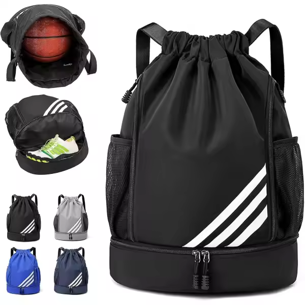 Mochila Deportiva with Cordón, Bolsa Grande de Gimnasio with Para Zapatos compartimento, Nailon impermeable para ir de - 1