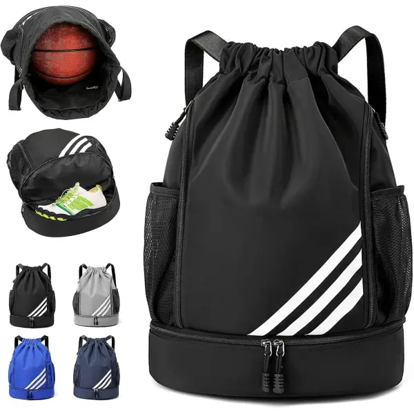 Mochila Deportiva with Cordón, Bolsa Grande de Gimnasio with Para Zapatos compartimento, Nailon impermeable para ir de - 1