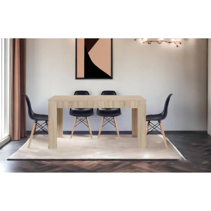 Mesa Extensible de Comedor o Cocina Cambria + 4 Sillas Estilo Nordico Negro - 1