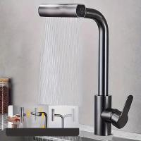 Kitchen Waterfall Faucet Black Sink Faucet Cold and Hot Water Faucet Sink Faucet with 4 Spray Heads Hot and Cold Water Faucet - details 2