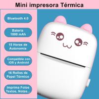 Kit Impresora Térmica para Estudiantes - Portátil, sin tenido, con 13 Rollos (Papel + Colores + pegatinas) y Bolígrafo. Bluetooth/USB, Katería 1200mAh. ¡Regalo útil para clases y oficina! - details 11