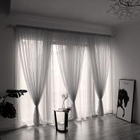Cortina De Tules Sólida Y Transparente 100x200cm Para Sala De Estar Y Dormitorio Panel De Cortina Exterior Moderno Sin Doble Capa Ni Aislamiento Solar - details 5