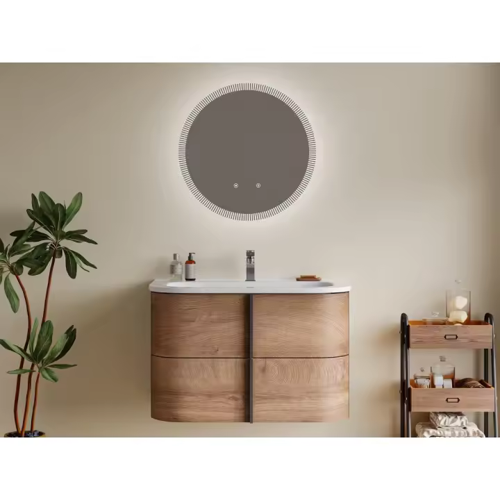 Vente-unique - Espejo de baño circular iluminado antivaho - D60 cm - VERECIO - 1