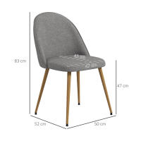 HOMCOM Pack de 2 Sillas de Comedor Sillas de Cocina Tapizadas de Tela de Lino con Patas de Acero para Salón Dormitorio Carga 120 kg 50x52x83 cm Gris - details 2