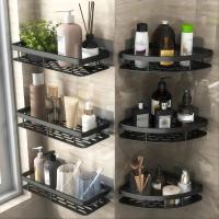 Estante De Baño Triangular Monolítico Soporte De Almacenamiento Para El Hogar En Negro Soporte Tripode Colgante En La Pared - details 1