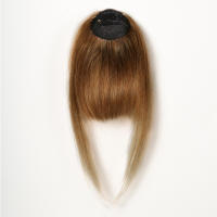 Extensiones De Flequillo Humano 100% Natural Clip in Para Mujer Color Miel Falsa Franja Con Temples Uso Diario - details 1