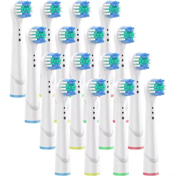Cabezales de recambio para cepillos de dientes eléctricos profesionales, recambio de cabezales Precision Clean Brush compatible con 7000/Pro 1000/9600/ 5000/3000/8000 (pack de 16), mediano, blanco,Envío rápido - 1
