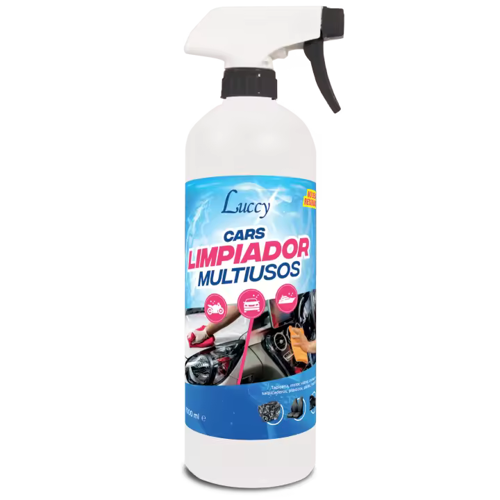 LUCCY Limpiador Interior y Exterior del Vehículo 1 Litro  Limpieza Salpicadero, Tapicería, Cuero, Vinilo, Gomas, Plásticos, Mosquitos  Protector Hidratante - 1