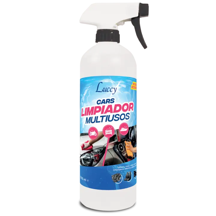 LUCCY Limpiador Interior y Exterior del Vehículo 1 Litro  Limpieza Salpicadero, Tapicería, Cuero, Vinilo, Gomas, Plásticos, Mosquitos  Protector Hidratante - 1