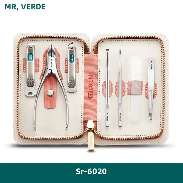 Kit De Manicura Y Pedicura MR.GREEN 7 En 1 Herramientas De Uñas Profesionales Acero Inoxidable Con Estuche De Viaje Para Hombres - 1