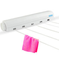 Tendedero retráctil para interiores, colgador de secado de ropa montado en la pared, estante Invisible para Baño - details 0