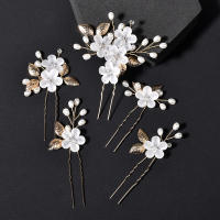 5 Pcs Clip Para El Cabello De Flor De Cristal Y Perla Elegante Accesorios De Cabello Para Mujer Joyas Preciosas Para Boda Y Fiesta Clásica - details 1