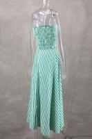 Vestido Maxi Verde Rayado Para Mujer 2024 Estilo Playa Sin Mangas Hombros Descubiertos Cuello Alto Ajuste Elasticidad Casual Moda Verano Vestido Longo - details 4