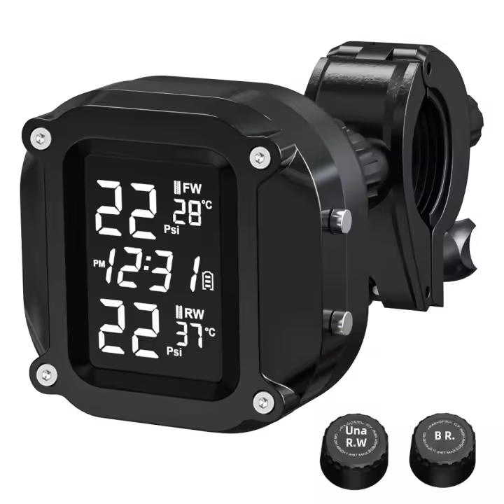 Sistema De Monitoreo De Presión De Neumáticos Para Motocicleta Powstation TPMS Wireless Con Alarma De Temperatura Y Pantalla Colorida Recarga Solar - 1