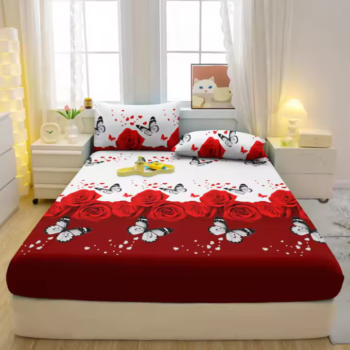 Juego De Sábanas Modernas Y Sencillas Con Patrón De Plantas Y Flores 3 Piezas Sábanas Acabado Mate Cubierta De Cama Para Dormitorio Material 100% Poliéster - 1