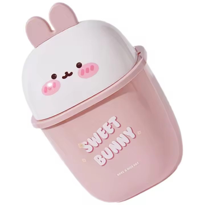 Mini Bote De Basura De Encimera Con Tapa Abatible Cubo De Basura De Dibujos Animados En Forma De Conejito Cesto De Basura De Escritorio En Miniatura Para El Hogar Oficina Cocina - 1