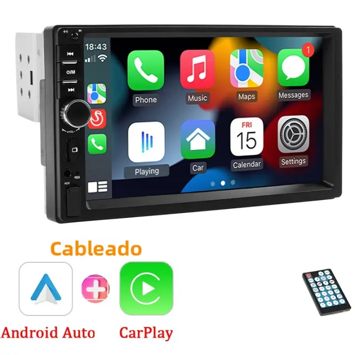 Reproductor Multimedia Para Coche Hippcron 7” 1 Din Con Pantalla Táctil HD Y Soporte Para Carplay Y Android Auto - 1