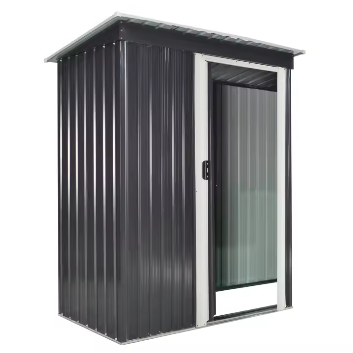 Outsunny Cobertizo de Jardín Exterior 1,16 m² 163x89x182 cm Caseta Metálica para Herramientas con Puerta Corredera y Techo Inclinado para Terraza Patio - 1