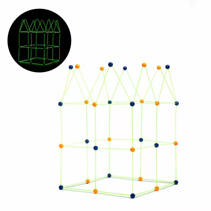 InnovaGoods® Kit de Construcción de Fuertes 155 Piezas, Juguetes de Construcciones para niños, Juguete Que Brilla en la Oscuridad Estimula la imagina, Juguete Educativos, Regalo para niños (+3 años). - 1