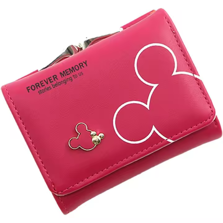 Monedero Mujer Cartera Pequeña Carteras Cuero con Muchas Ranuras para Regalos Tarjetas Crédito Monedas Dinero Fotos (Rojo Rosa) - 1