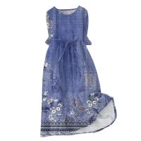 Vestido Bohemio De Verano Para Mujer Estampado Floral Casual Manga Corta Botones Estilo Playa Midi Elegante Robe O-Neck - details 7