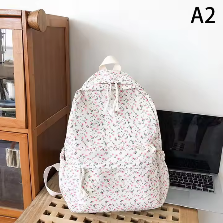 Mochila Escolar Para Niñas Estudiantes Floral Blanca Mochila De Mujer Linda Bolsa De Libros Nylon Rucksack Para Adolescentes - 1