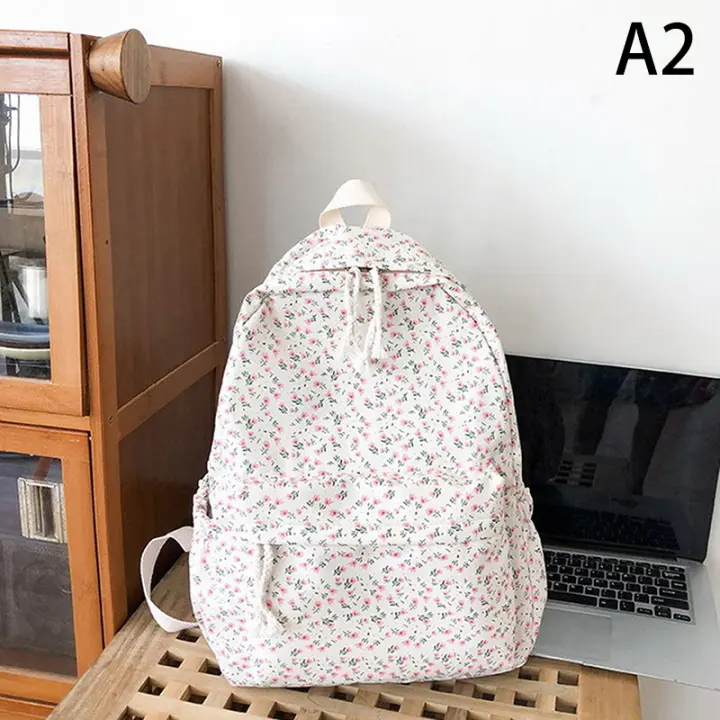 Mochila Escolar Para Niñas Estudiantes Floral Blanca Mochila De Mujer Linda Bolsa De Libros Nylon Rucksack Para Adolescentes - 1