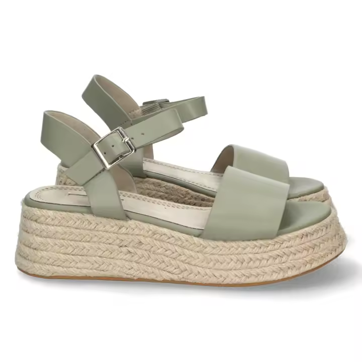 Davinia Shoes Sandalia de Plataforma para Mujer, Comoda, Forrada de Yute, con Pala Ancha, y Cierre de Hebilla en el Tobillo Shoes&Blues.es M2376-Verde - 1