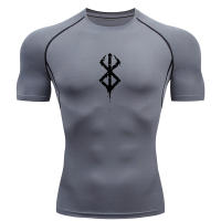 Camiseta De Compresión Para Hombre Técnica De Secado Rápido Para Gimnasio Y Correr Manga Corta Estilo Casual Con Impresión - details 4