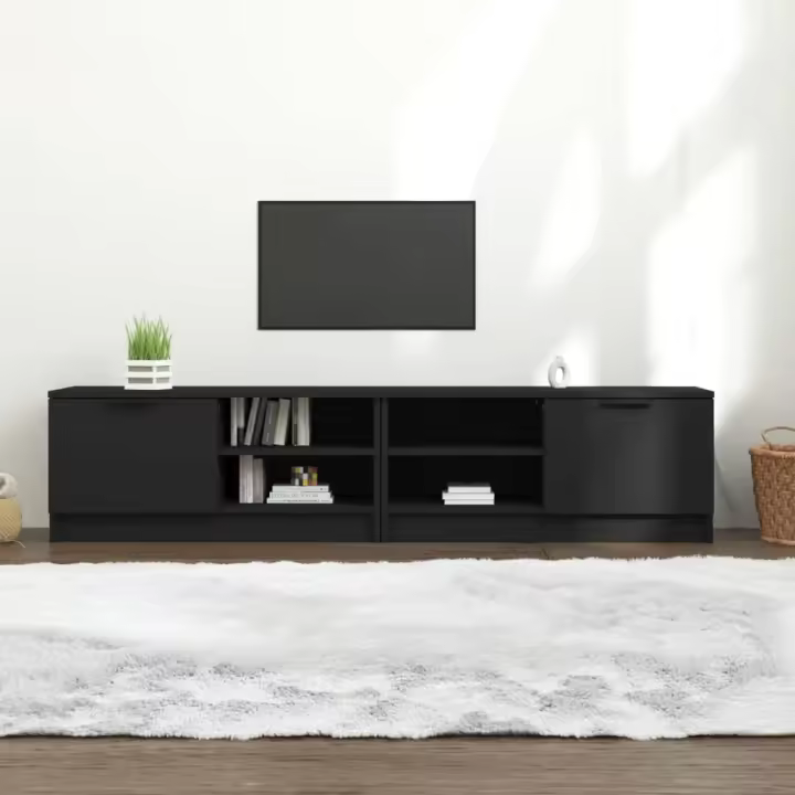 vidaXL Mueble para TV 2 pzas madera contrachapada negro 80x35x36,5 cm - 1