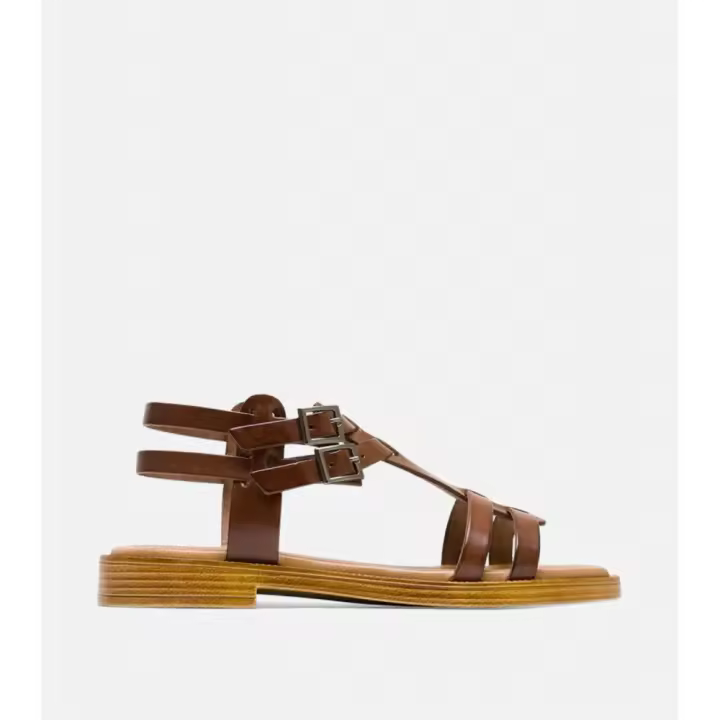 PORRONET 3128-008 Sandalias planas de Mujer 35858 25V SANDALIA ROMANA HEBILLAS MOKA - 1